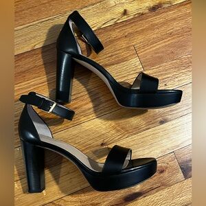 Ralph Lauren Women's Black Ankle-Strap Platform Heels.